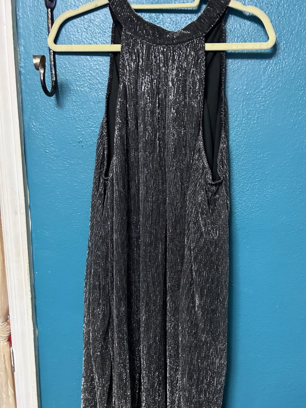 Nine West Silver Metallic Pleated Dress XXL NWOT